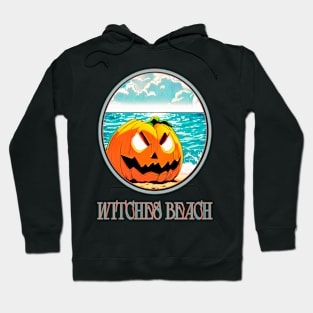 aggressive laughing halloween pumpkin on the beach with a tan on the bloody witches beach Hoodie